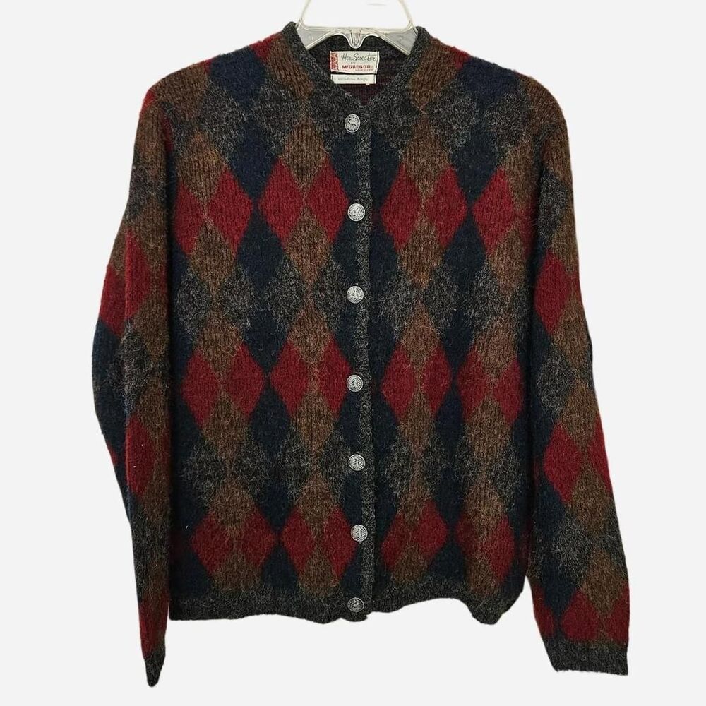 60s preppy academia argyle size 38 cardigan
